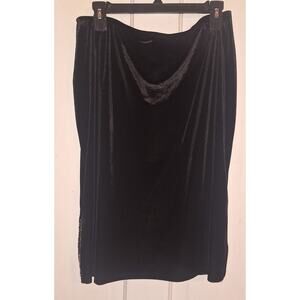 Vintage Made USA 2XL Pull On Skirt Velour Black Beaded Slits Whimsygoth Witchy